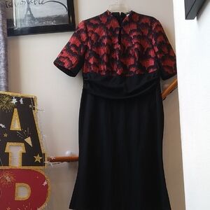 Chic Black and Red Women's Midi Dress